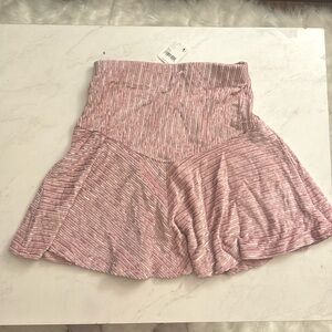 Free People Pink Pleated Ribbed Skirt